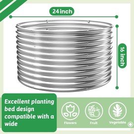 BTDVR 2PCS Tall 2×2ft Round Galvanized Raised Garden Bed Outdoor, Metal Raised Beds for Vegetables, Above Ground Garden Box for Flower, Steel Garden Bed for Gardening