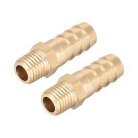 sourcing map Brass Metric Male to Barb Hose Connector 10mm x M10 x 1.25 (Pack of 2)