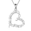 POPLYKE Heart Thorn Necklace for Women 925 Sterling Silver Heart