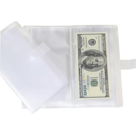 Croshuki 3x7 inch Clear Plastic Money Bag Cash Envelope Receipt Coupon Stickers Stamps Envelope Case, 20 Pages 40 Holes