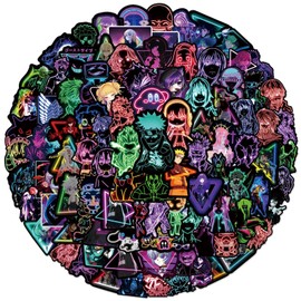 Neon Anime Stickers 100 Pack Laptop Stickers,Vinyl Waterproof Stickers for Water Bottles Skateboard Scrapbook Bike Computer,Phone,-Graffiti Stickers Pack for Teens Girls Kids Adults(Neon Anime)