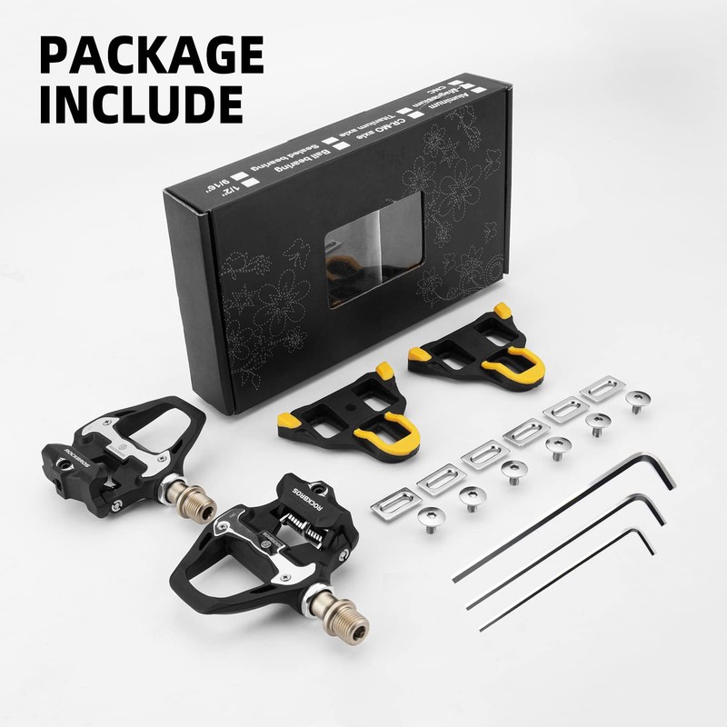 ROCKBROS Road Bike Pedals Lightweight Clipless Bicycle Pedals with Cleats