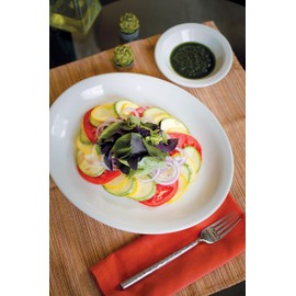 Tuxton China TNR-019 Platter, 12-1/2" x 10-1/4", Oval, Narrow Rim, Microwave and Dishwasher Safe, Oven Proof, Fully Vitrified, Ceramic, Nevada, American White/Eggshell, Pack of 12