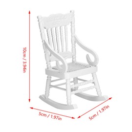 Hztyyier Doll House Wooden Chairs, 1:12 Scale Miniature Rocking Chair Tiny Furniture Doll Chair for Doll House Home Decoration Scene Shooting(White)