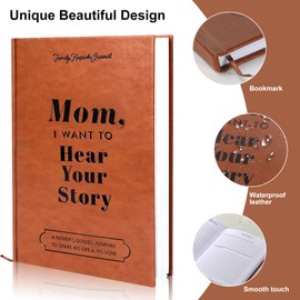 Mom, I Want to Hear Your Story, Mother's life journal to Share Her Life and Love, Leather Wrapped Hardback, Portable Journal For Mom Birthday, Best Gift for Mom