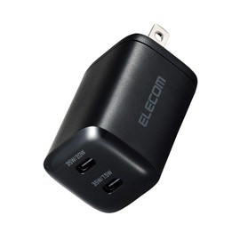 Elecom EC-AC9335BK 35W Type-C 2 Port USB PD Charger Swing Plug PPS Compatible Black