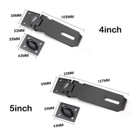 2 Pcs Shed Door Latch, Hasp and Staple, Hasps, Hasp Lock, Stainless Steel Padlock Hasp and Staple, Heavy Duty Gate for Window Cabinet Pet Cage Crate (4 Inch and 5 Inch)