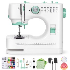 Sewing Machine for Beginners, Sewing Kit for Adults, Portable Mini Sewing Machine (Light Green)
