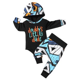 Baby Boy Clothes 9-12 Months Baby Boy Hoodies Romper Daddys little dude Outfit 2Pcs Set Baby Boy Stuff Gifts