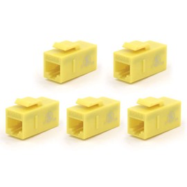 VCE Acoplador RJ45 Cat6 Keystone Jack Hembra a Hembra Ethernet Jack UTP- 5 Unidades Color Amarillo