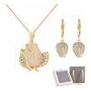 Collar Tulipan Dije Mujer Aretes Largo Juego De Joyeria Lujo