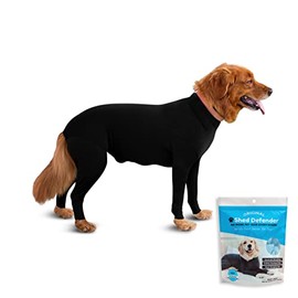 Shed Defender Bodysuit for Dogs - Original Dog Onesie Shedding Shirt - Seen on Shark Tank - Contains Dog Hair, Anxiety Calming Surgery Recovery Suit - Vet Approved (Black, S)