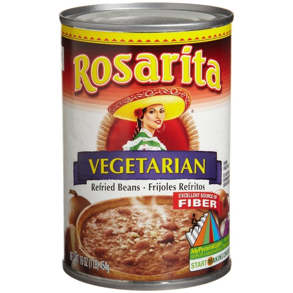 Rosarita Refried Beans, Vegetarian, 16-Ounce Cans (Pack of 6)