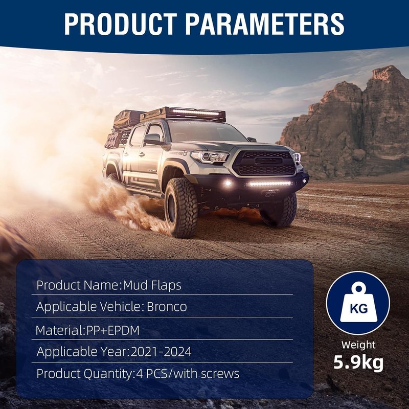 AULESSE Mud Flaps Splash Guards Compatible with Bronco 2/4-Door Accessories