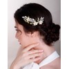 Chargances 3pcs Flower Wedding Hair Pins Green Leaf Crystal Bridal