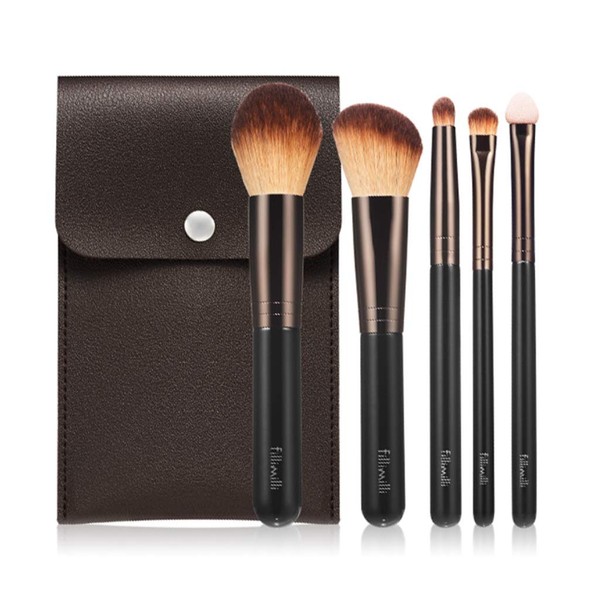 FILLIMILLI Mini Makeup Brushes Set 5 Pieces with Case Professional Quality Makeup Brushes with Soft and Smooth Bristles Face Blush Contouring Eyeshadow Brush