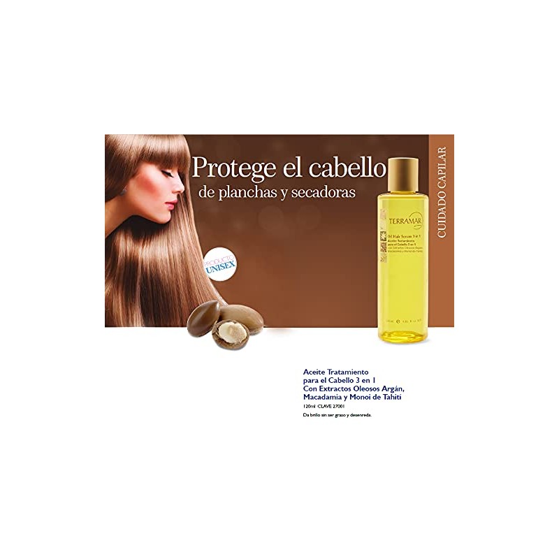 Terramar, Aceite tratamiento reparador para cabello 3 en 1, de