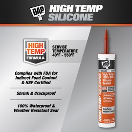 DAP 8013 80133 High Temperature 100% Rtv Silicone Sealant, 10.3 Fl-Oz, Red