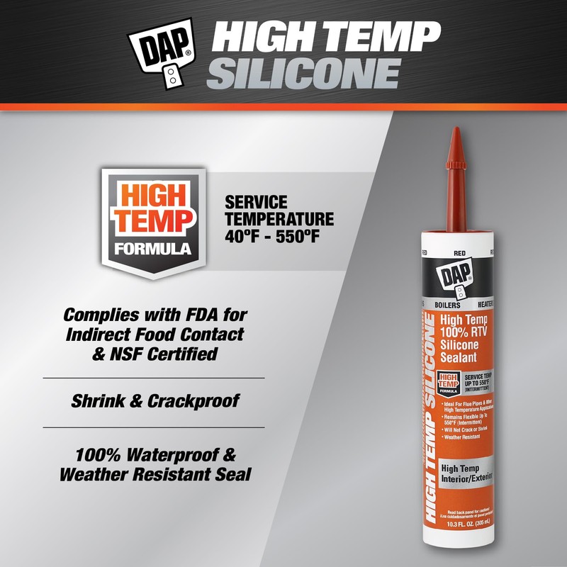 DAP 8013 80133 High Temperature 100% Rtv Silicone Sealant, 10.3