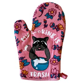My Cooking is Trash Oven Mitt Funny Raccoon Chef Animal Novelty Kitchen Glove Funny Graphic Kitchenwear Cool Animal Novelty Cookware Multi Oven Mitt