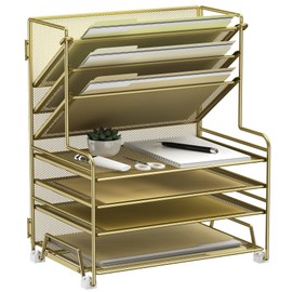 MINDEPOT Desk Organizer Paper Tray, Desktop File Folder Sorter Holder for A4 Letter-Size Paper Document Organization for Office Home School Classroom (4+3 File Organizer)