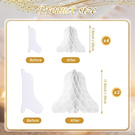 HUIANER 7pcs White Honeycomb Bells Christmas Wedding Bells Hanging White Bridal Honeycomb Bells Paper Bells Decorating Supplies for Weddings Parties Baby Showers
