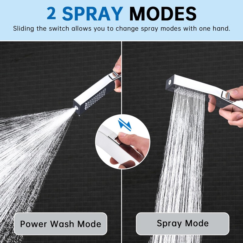 G-Promise All Metal Square 2 Function Handheld Shower Head, with