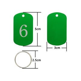Aluminum Engraved Number Tags Key Tags ID Tags with Key Rings (1-25, Green)