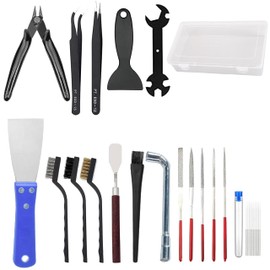 18Pcs 3D Printer Tool Kit,Model Tools Kit Includes Nozzle Cleaning Kit, Putty Knife Scraper, Brushes, Tweezers Diamond Files for 3D Prints Cleaning Finishing