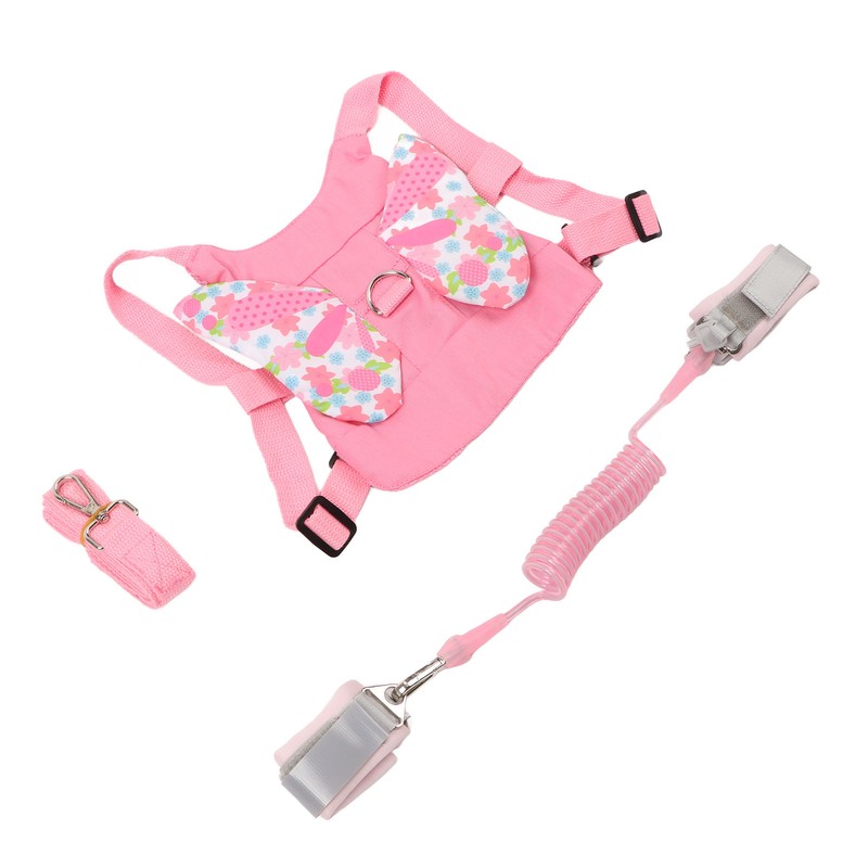 Toddler Harness Leashes with Retractable Wrist Link Pink 1.5M Rope