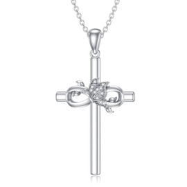 LWXIE Diamond Cross Necklace for Women 925 Sterling Silver Butterfly Cross Necklace Diamond Jewelry Gifts for Women Wife