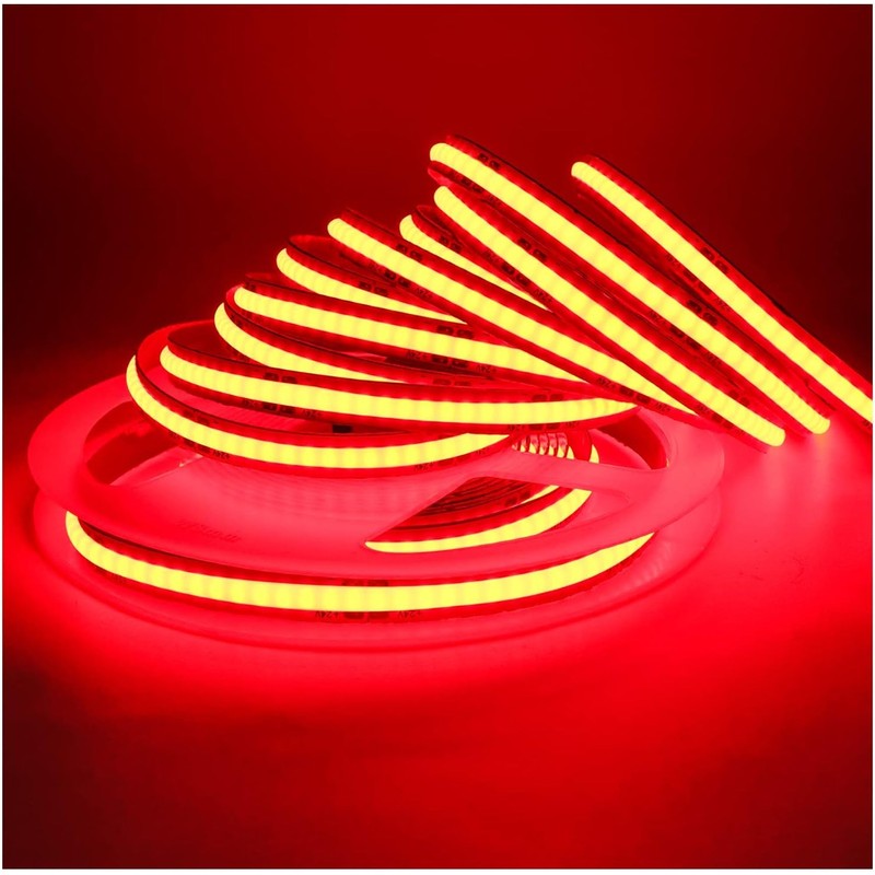 Tesfish LED Strip Lights 24V, Band COB Red 16.4ft 320