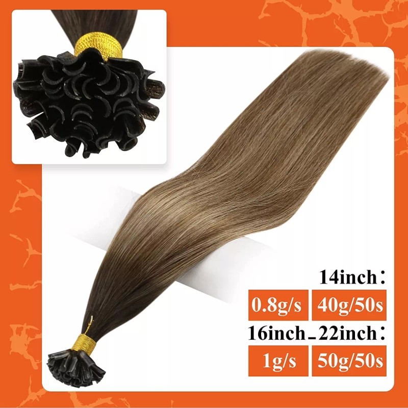 Full Shine Extensiones Cabello Natural Ombre Con Raíces Oscur 14in
