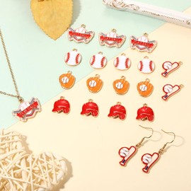 20PCS Sports Charms Enamel Basketball Baseball Pendant Charms for Jewelry Making Rhinestone Ball Game Softball Charms for Necklace Bracelet Earrings DIY Crafts