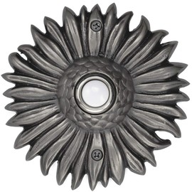 Waterwood Solid Brass Sunflower Doorbell in Pewter - Wired & Illuminated Push Button from Environmentally Friendly Recycled Material