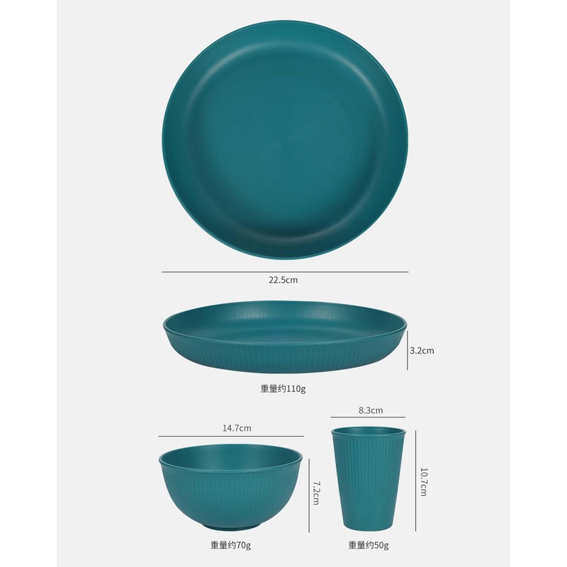 JEJA Camping Tableware Set for 4 People, Outdoor Picnic Tableware,