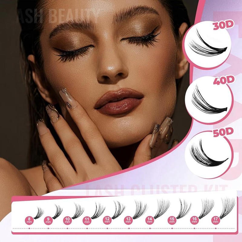 Wispy 위스피 래쉬 클러스터 키트 800개 확장 DIY 속눈썹 30D&40D&50D