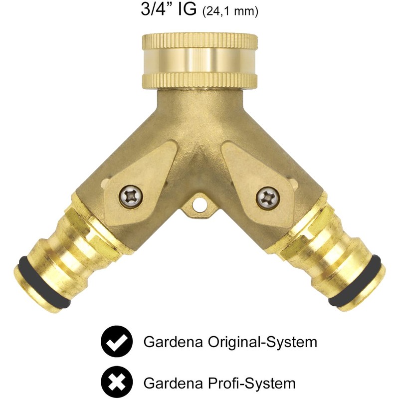VARIOSAN 13149 Push-fit Y-Splitter with Stopcocks 3/4 Inch Brass Blank