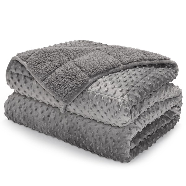 UINIU Sherpa Fleece Weighted Blanket for Adults Twin/Full Size 12lbs,