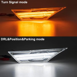 NJSBYL 10th Gen Civic LED Side Marker Lights For 2016-2021 H.onda Civic Sedan Coupe Hatchback Switchback Amber/White LED Turn Signal Parking Running Position Sidemarker Lamps Clear Lens OEM#H02551127N