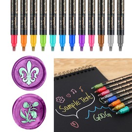 Wax Seal Pen, ANBOSE Wax Pen for Decorating Wax Seal Stamp, Premium Metallic Marker Color Pen for Wedding Wax Envelope Seal, Fit All Wax Seal Beads or Wax Seal Sticks (12 PCS double-ended Wax Pens)