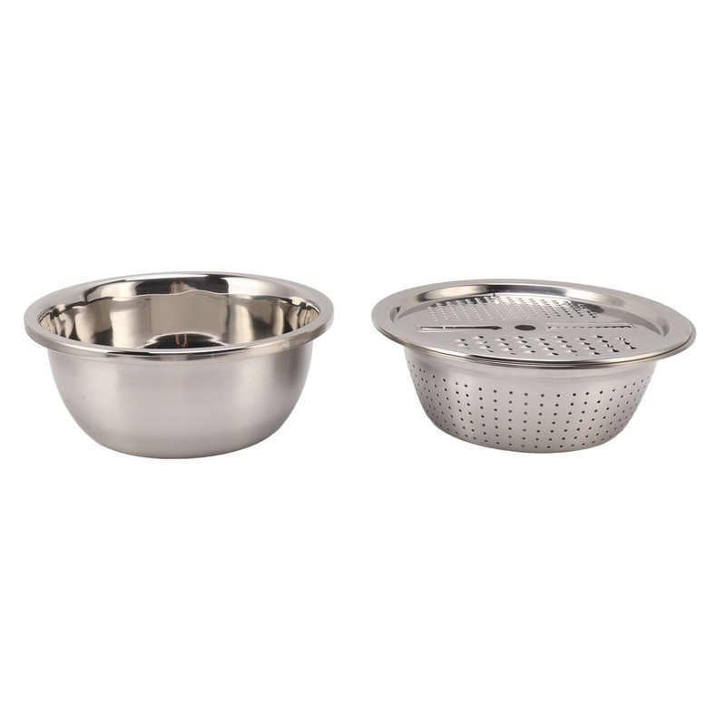 3pcs Stainless Steel Drain Basket Vegetable Cutter 3 in 1