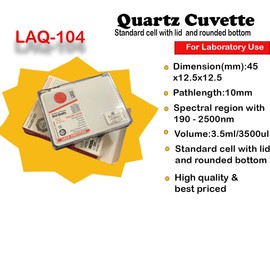 UV Quartz Cuvettes for Spectrophotometer Standard Quartz Cells (Set of 2 Pcs) (Optical Windows: 2; Spectral Range: 190-2500 nm; Pathlength: 10 mm; Volume: 3.5 ml; A Non-Sealing PTFE Cover) LAQ-104