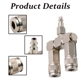 2PCS 2 Way Air Hose Splitter, 1/4inch Air Hose Connector, Air Compressor Fittings Swivel 360 Degrees Connector, 360Degrees Rotating Connector Replacement Spare Part