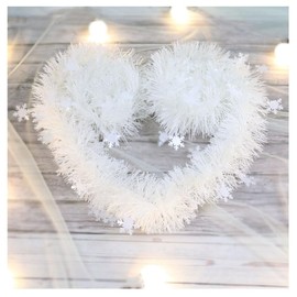 Wisafory Christmas Garland 10 x 2 m White Christmas Snowflakes Garland Fir Garland with Snow Hanger Winter Christmas Wreath Hanging Decoration Fluffy Tinsel Wreath Stair Garland