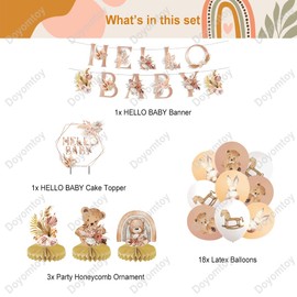 Doyomtoy Boho Birthday Decoration, Boho Baby Shower Party Balloons Decoration Honeycomb Ornament Girls Birthday Party Bohemian for Girls Birthday Decoration Baby Shower Pack of 23