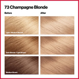 Revlon Colorsilk Beautiful Color Permanent Hair Color with 3D Gel Technology & Keratin, 100% Gray Coverage Hair Dye, 73 Champagne Blonde