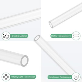 M METERXITY 2-Pack Clear Rigid Acrylic Pipe, 4mm[0.16"] ID x 6mm[0.24"] OD Plastic Round Tube for Water Cooling System/Lamps/Fountains/Aquariums/Display Stand, Acrylic Tubing [305mm/12IN]