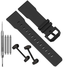 24mm Replacement Watch Band Compatible With Casio GA-2300 Men's Series Strap GA-2300-1AER GA-2300-4AER GA-2300-7AER Resin Rubber Bracelet (Black, Millimeters, 24)
