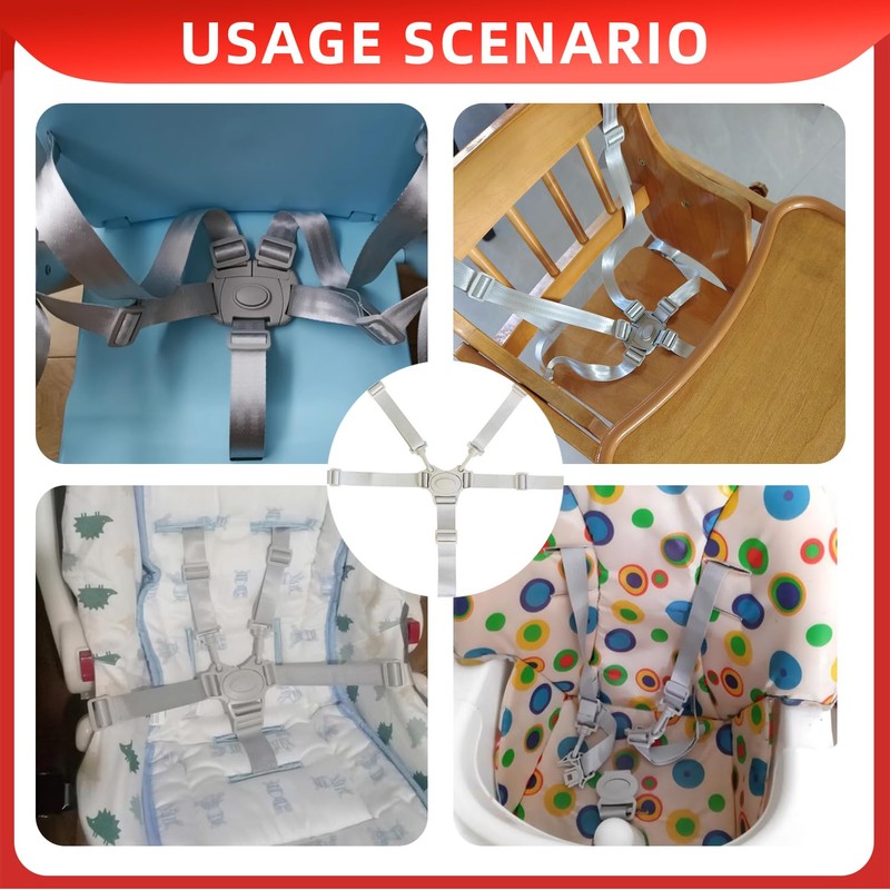 Universal High Chair Straps – Adjustable 5-Point Safety Harness for
